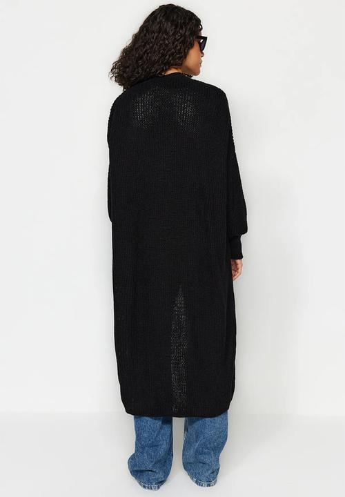 Trendyol - Black maxi basic knitwear cardigan