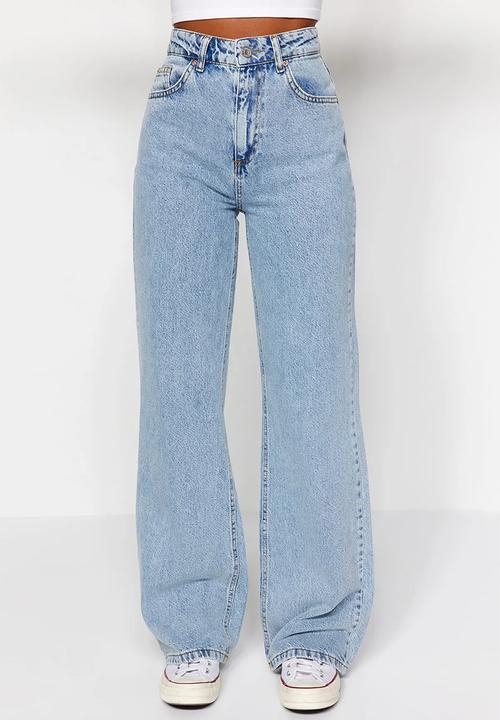 Trendyol - Blue High Waist Wide Leg Jeans