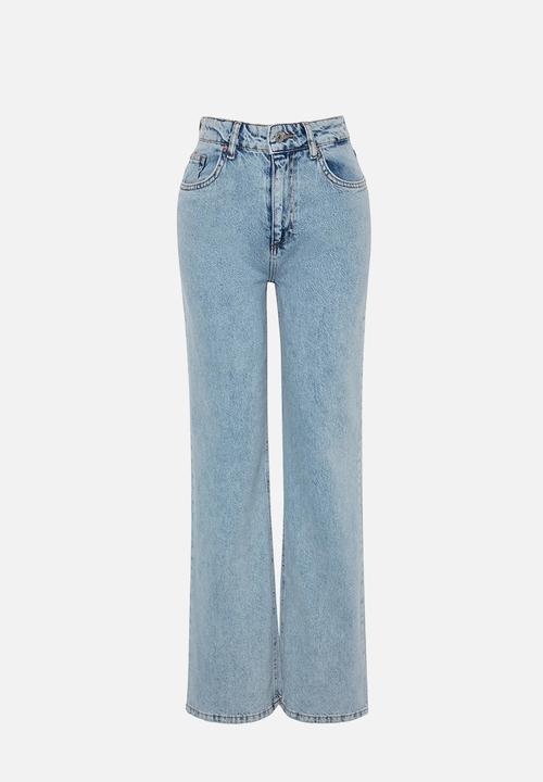 Trendyol - Blue High Waist Wide Leg Jeans