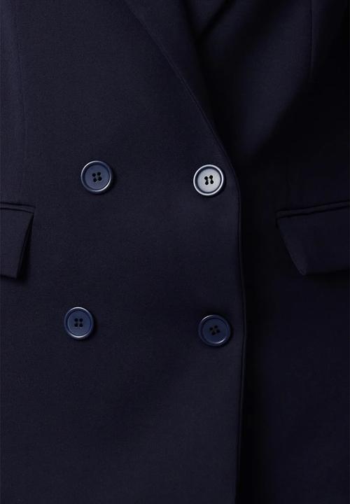 Trendyol - Dark Navy Blue Lined Double Breasted Woven Blazer Jacket