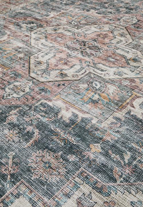 Sixth Floor - Ezra printed rug - Antique Grey & Pink