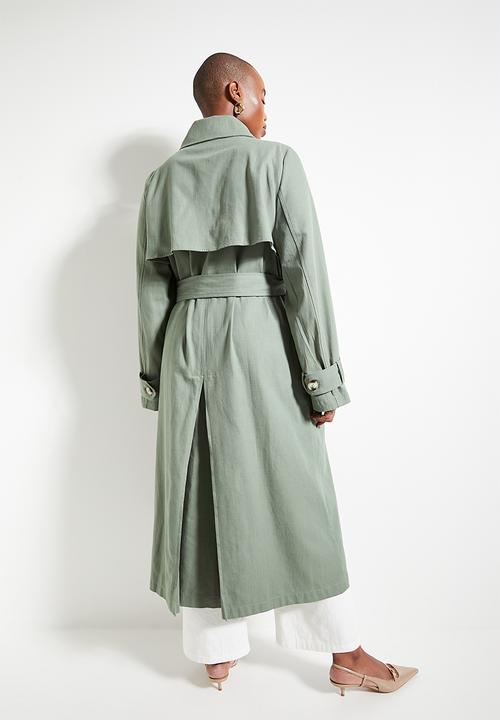 edit - Linen blend trench coat - lt sage