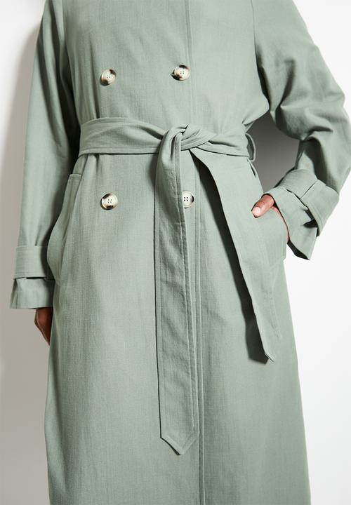 edit - Linen blend trench coat - lt sage