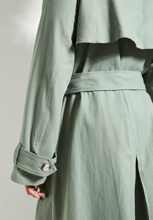 edit - Linen blend trench coat - lt sage