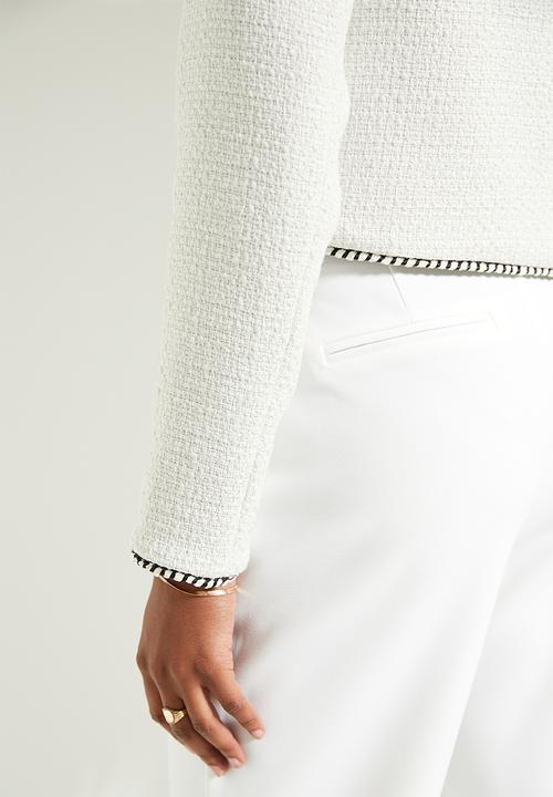 edit - Co-ord tweed blaket stitch jacket - milk tweed