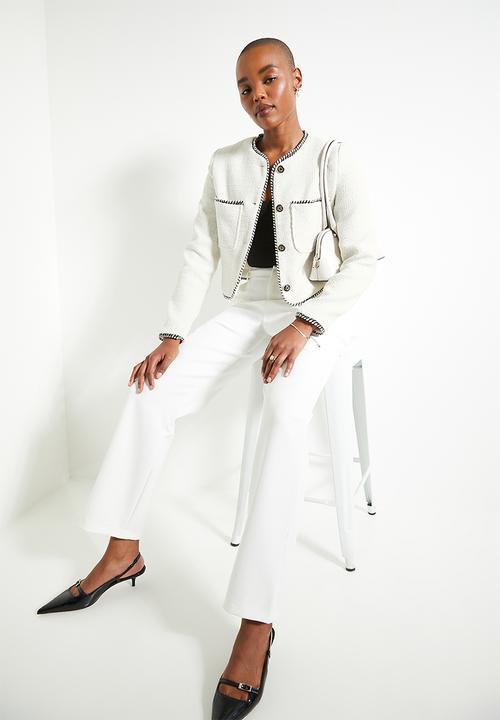 edit - Co-ord tweed blaket stitch jacket - milk tweed