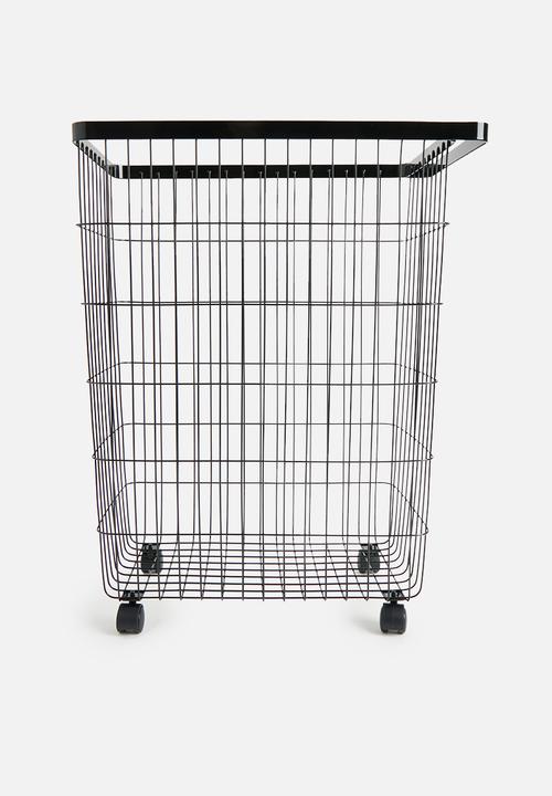 Yamazaki - Laundry basket on wheels - Black