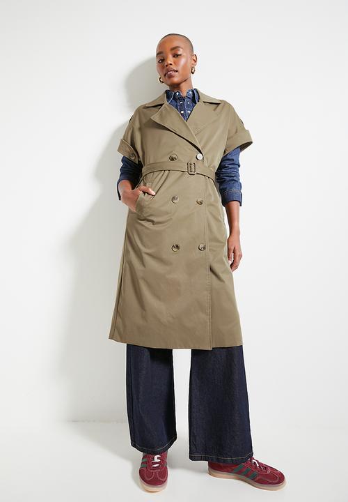 Superbalist - Grown on sleeve trench coat - camel