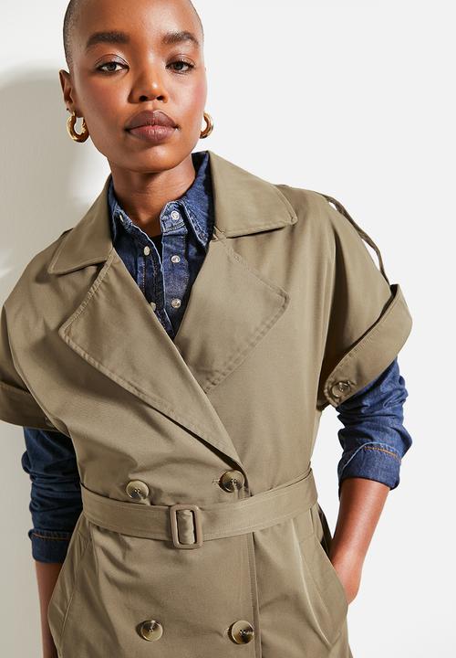 Superbalist - Grown on sleeve trench coat - camel