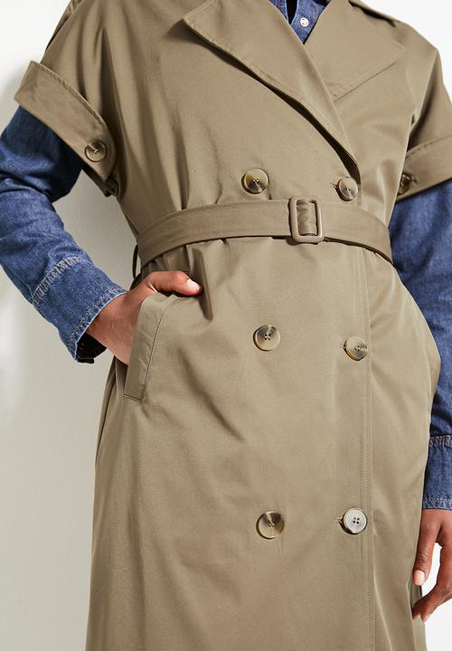 Superbalist - Grown on sleeve trench coat - camel