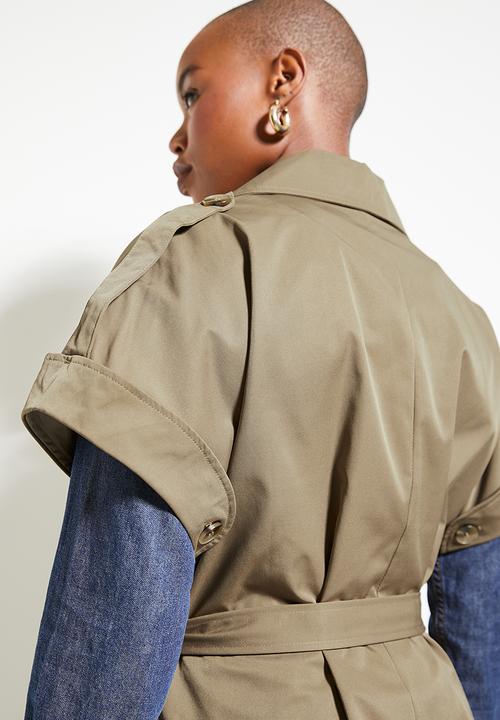 Superbalist - Grown on sleeve trench coat - camel