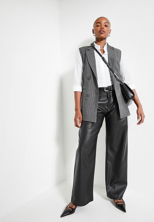 Superbalist - Co-ord sleeveless belted blazer - grey pinstripe