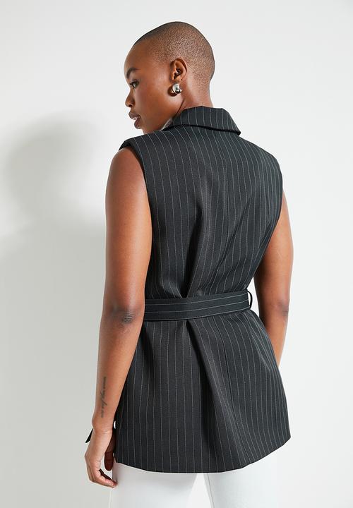 Superbalist - Co-ord sleevless belted blazer - ink pinkstripe