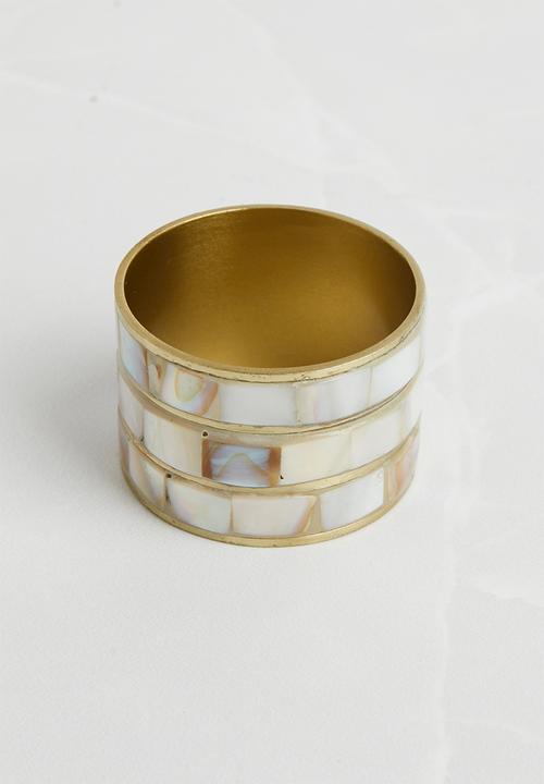 Sixth Floor - Shell inlay napkin rings set of 4 - Natural