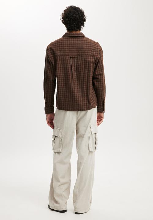 Cotton On - Baggy pleat cargo pant - light stone cord