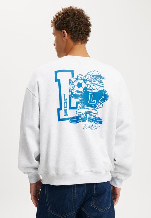 Cotton On - Box fit graphic crew sweater - athletic marle/ldn mascot