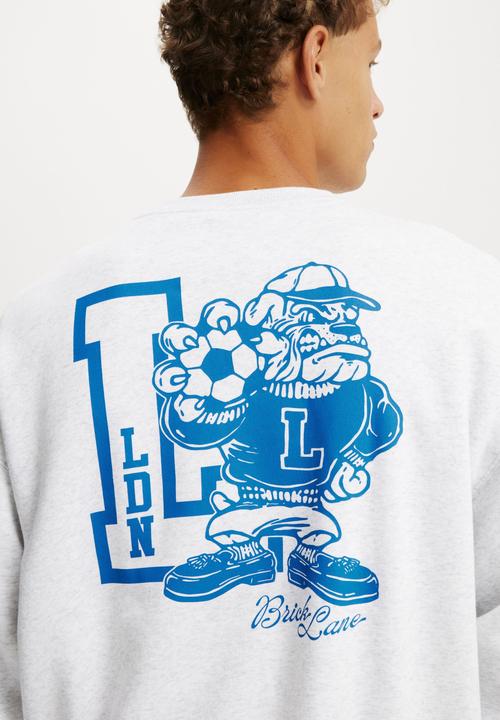 Cotton On - Box fit graphic crew sweater - athletic marle/ldn mascot