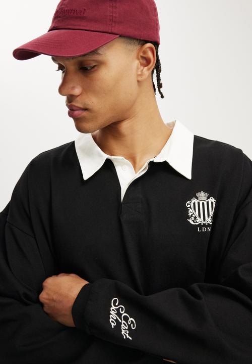 Cotton On - Box fit rugby long sleeve - black/ldn