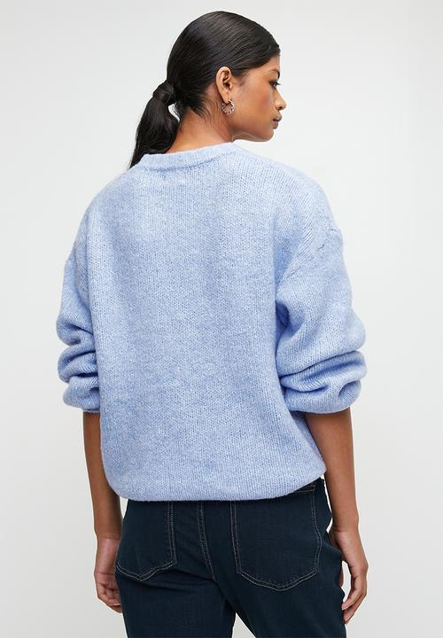 Cotton On - Luxe Crew Pullover - Dusk Blue Marle