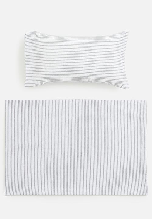 Sixth Floor - Contemporary Stripe Cotton Blend Bedding Set - Grey