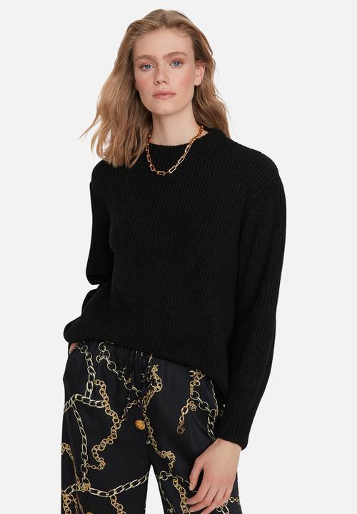 Trendyol - Soft texture wide pattern knitwear sweater - black 