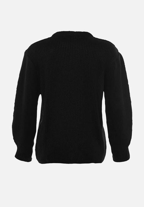 Trendyol - Soft texture wide pattern knitwear sweater - black 
