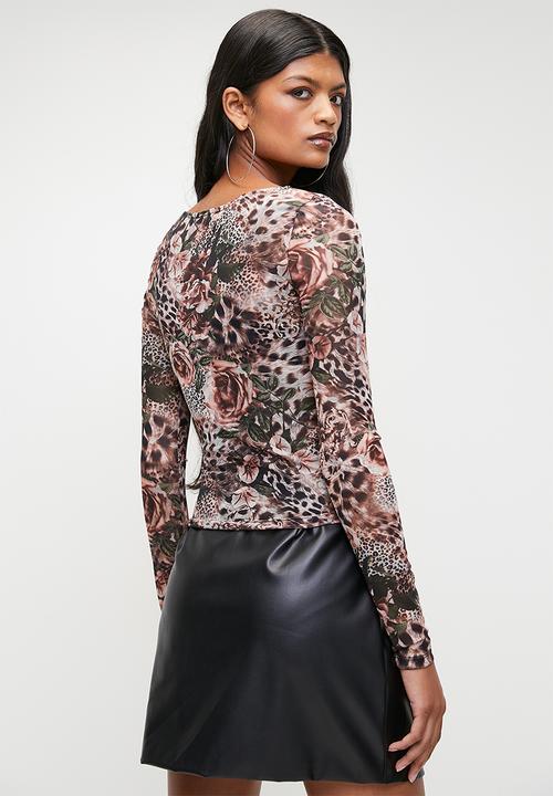 SISSY BOY - BREAK HEARTS: Mesh Long Sleeve Top - Blush Pink Multi