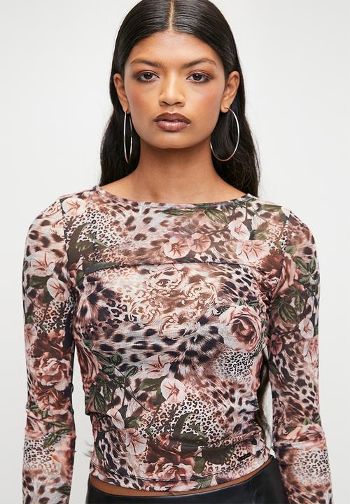 SISSY BOY - BREAK HEARTS: Mesh Long Sleeve Top - Blush Pink Multi