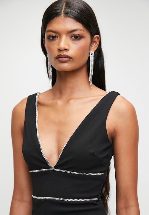 SISSY BOY - ALL ABOUT ME: V-Neck Maxi Dress With Trim - Black