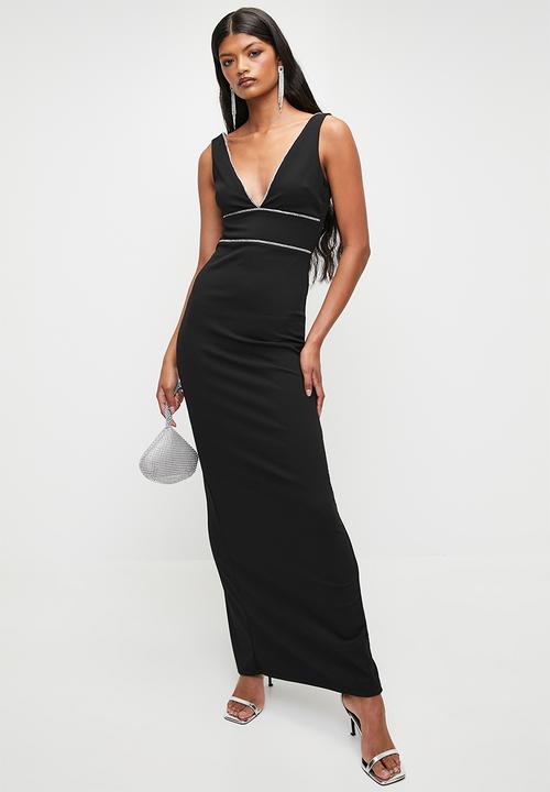 SISSY BOY - ALL ABOUT ME: V-Neck Maxi Dress With Trim - Black