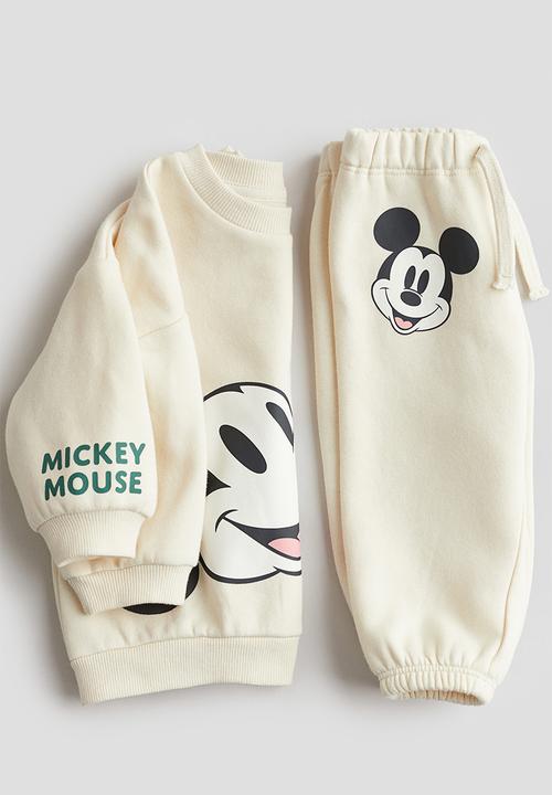 H&M - 2 Piece motif-detail set - cream/mickey mouse
