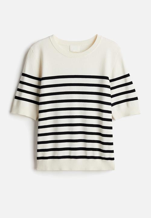 H&M - Fine-knit top - cream/striped