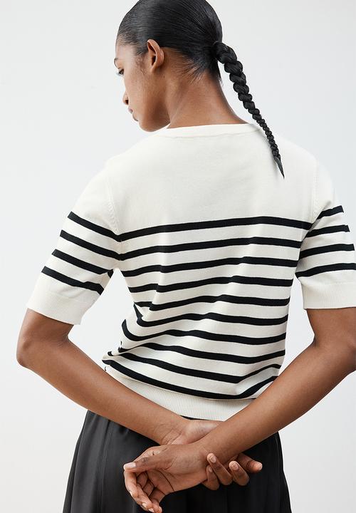 H&M - Fine-knit top - cream/striped