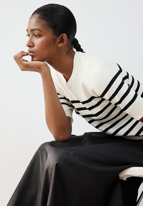 H&M - Fine-knit top - cream/striped
