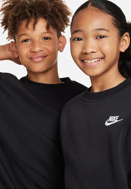 Nike - K Nsw Club Flc Crew Ls Lbr - Black/White