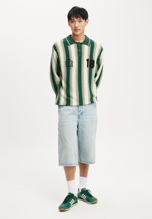 Cotton On - Rugby polo knit - teal stripe
