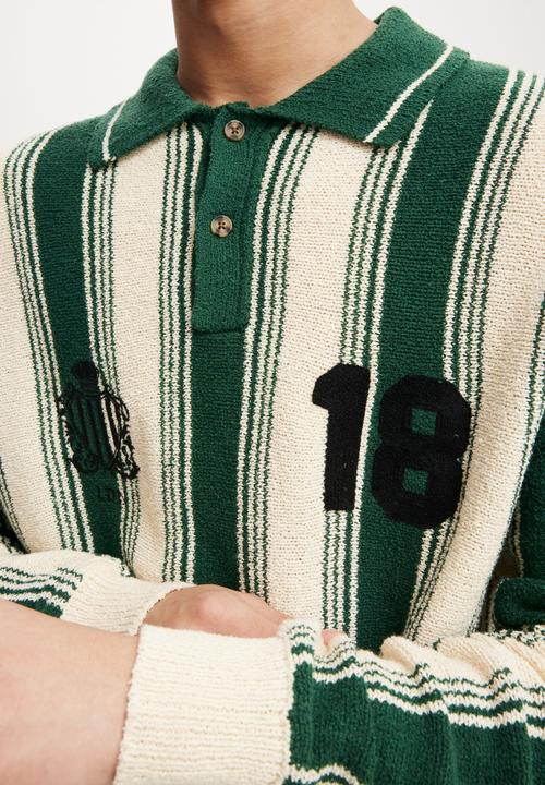 Cotton On - Rugby polo knit - teal stripe
