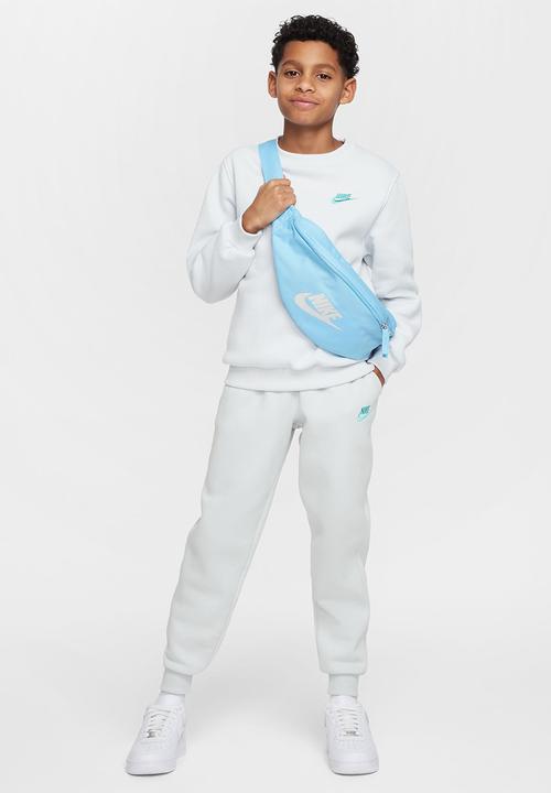 Nike - K Nsw Club Flc Crew Ls Lbr - Photon Dust/Dynamic Turq