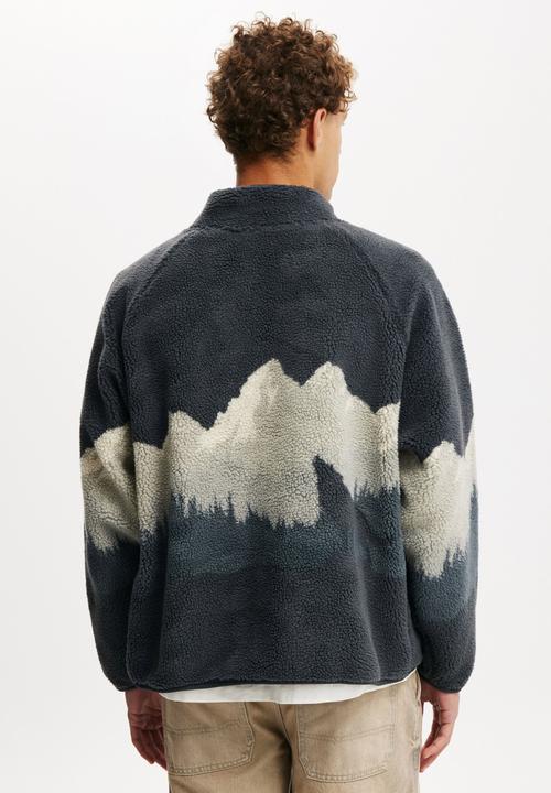 Cotton On - Teddy 1/2 zip fleece - washed navy/wolf pack
