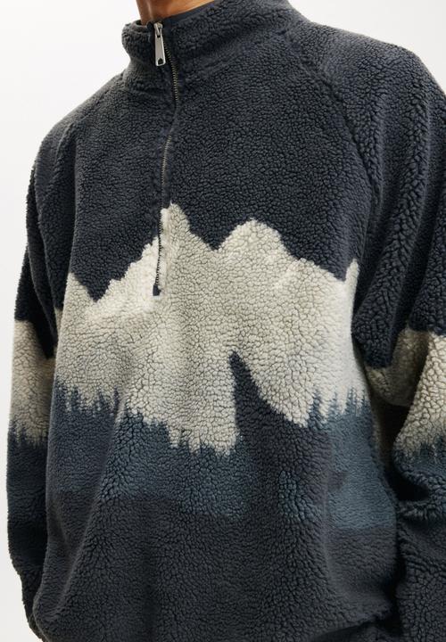 Cotton On - Teddy 1/2 zip fleece - washed navy/wolf pack