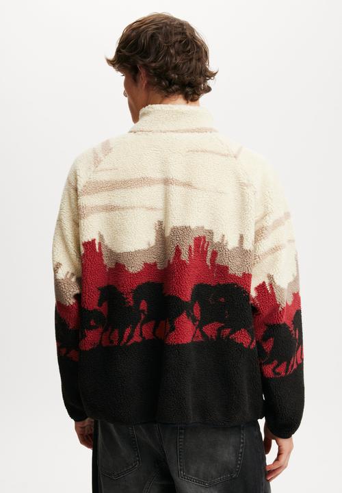 Cotton On - Teddy 1/2 zip fleece - cream shell/wild horses
