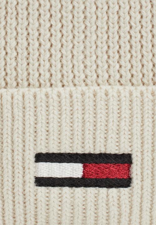 Tommy Hilfiger - Elongated flag beanie - beige