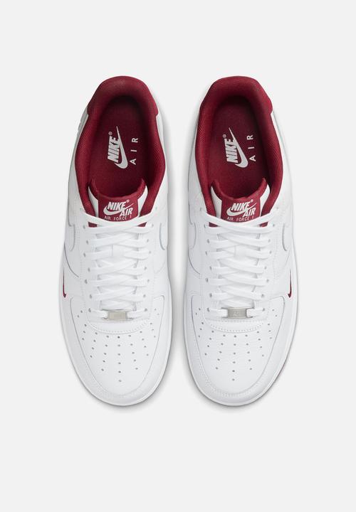 all white air forces with red check