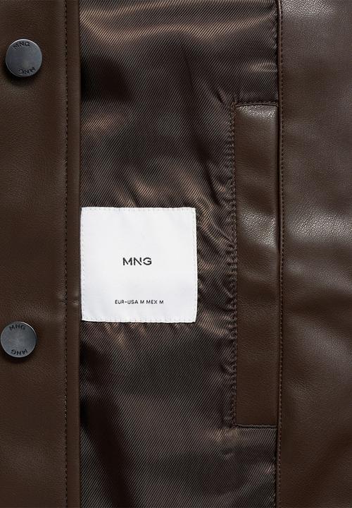 MANGO - Oliver Faux Leather-effect jacket with pockets - Brown