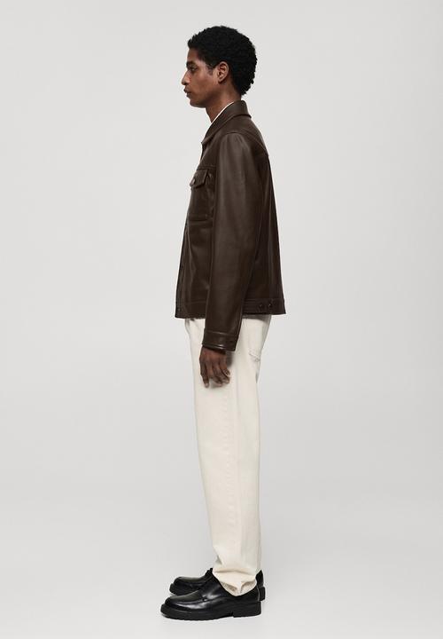 MANGO - Oliver Faux Leather-effect jacket with pockets - Brown