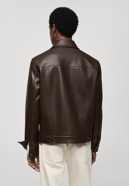 MANGO - Oliver Faux Leather-effect jacket with pockets - Brown