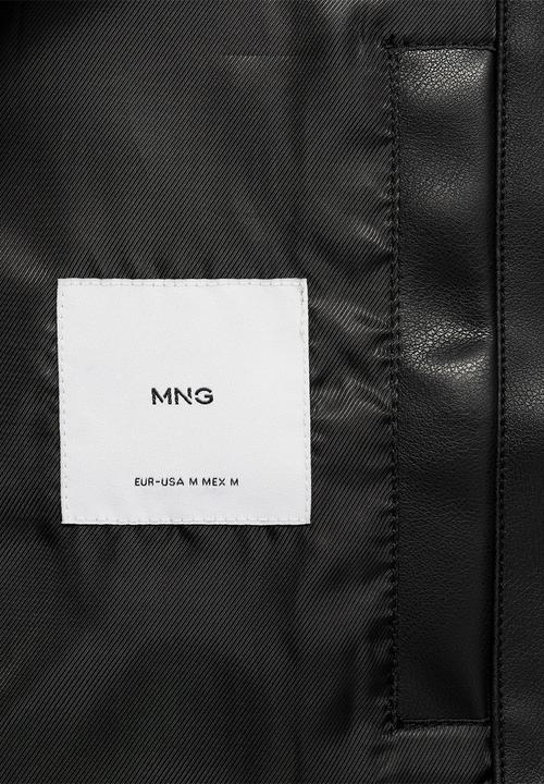 MANGO - Pla Leather-effect bomber jacket - Black