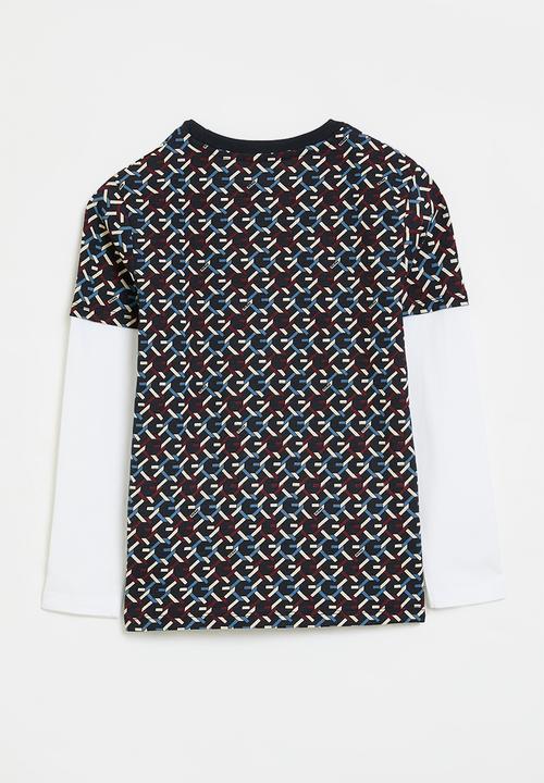 GUESS - Ls T-shirt - chain print nocturnal navy