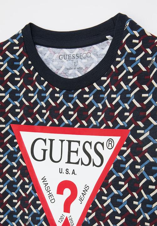 GUESS - Ls T-shirt - chain print nocturnal navy