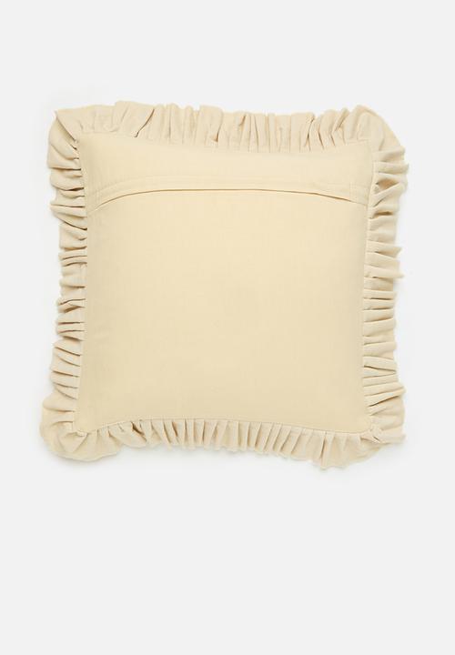 Sixth Floor - Frilo velvet cushion cover - Natural